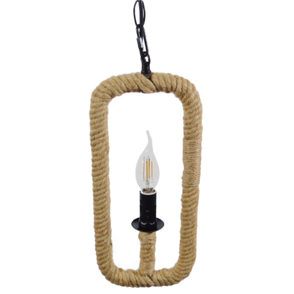 GLOBOSTAR® LINDELL 10001110 Vintage Κρεμαστό Φωτιστικό Οροφής με Ντουί 1 x E14 AC 220-240V IP20 - Μπεζ & Μαύρο - Μ18 x Π18 x Υ33cm