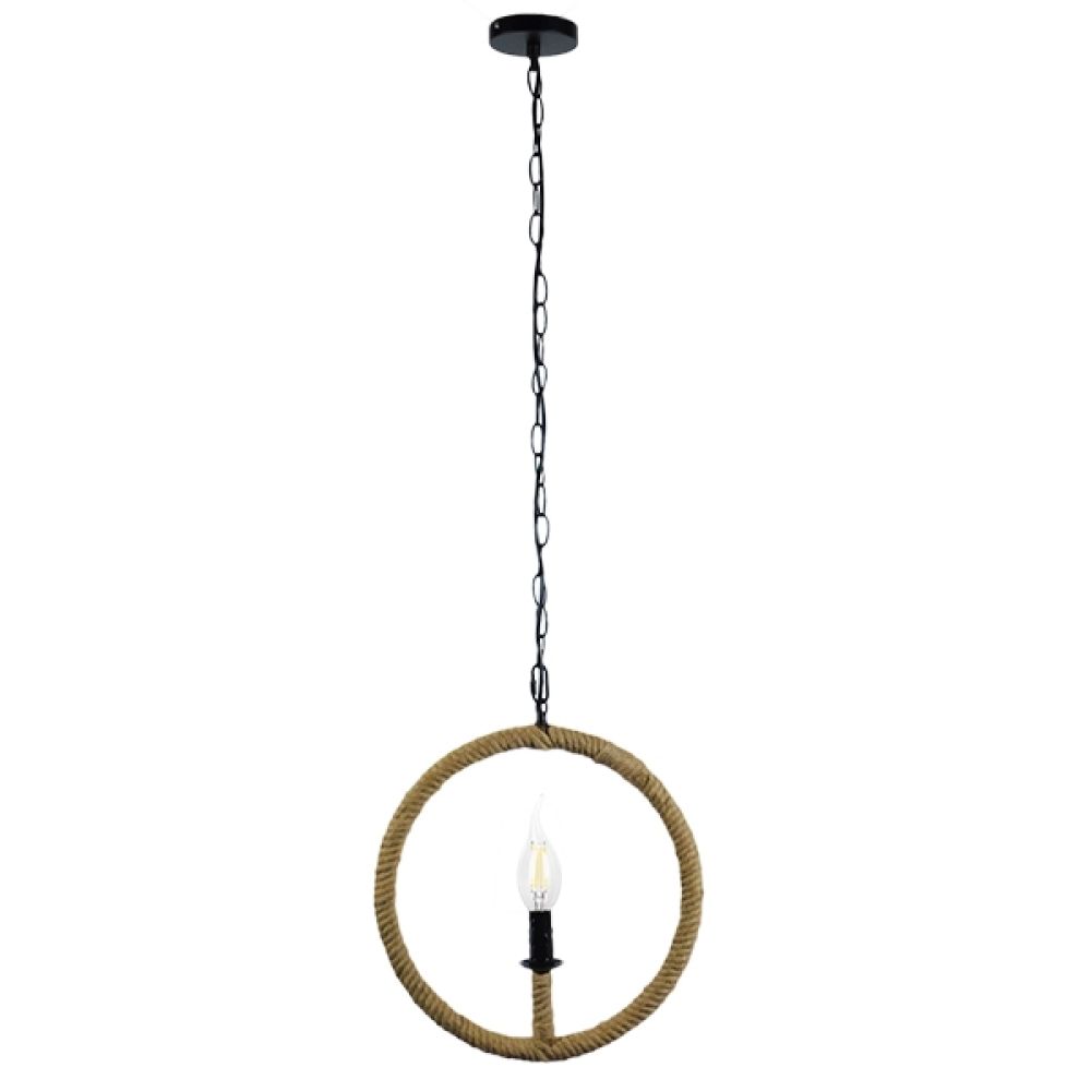 GLOBOSTAR® LINDELL 10001111 Vintage Κρεμαστό Φωτιστικό Οροφής με Ντουί 1 x E14 AC 220-240V IP20 - Μπεζ & Μαύρο - Μ37 x Π2.5 x Υ37cm