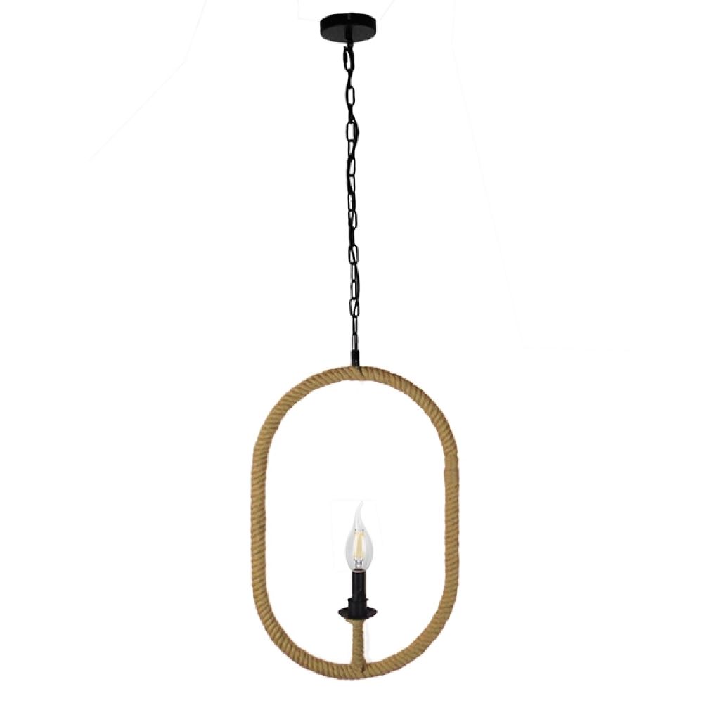 GLOBOSTAR® LINDELL 10001142 Vintage Κρεμαστό Φωτιστικό Οροφής με Ντουί 1 x E14 AC 220-240V IP20 - Μαύρο & Μπεζ - Μ35 x Π10 x Υ53cm
