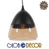 GLOBOSTAR® OLIVER 10001231 Vintage Κρεμαστό Φωτιστικό Οροφής με Ντουί 1 x E27 AC 220-240V IP20 - Μαύρο & Μελί - Μ20 x Π20 x Υ21cm