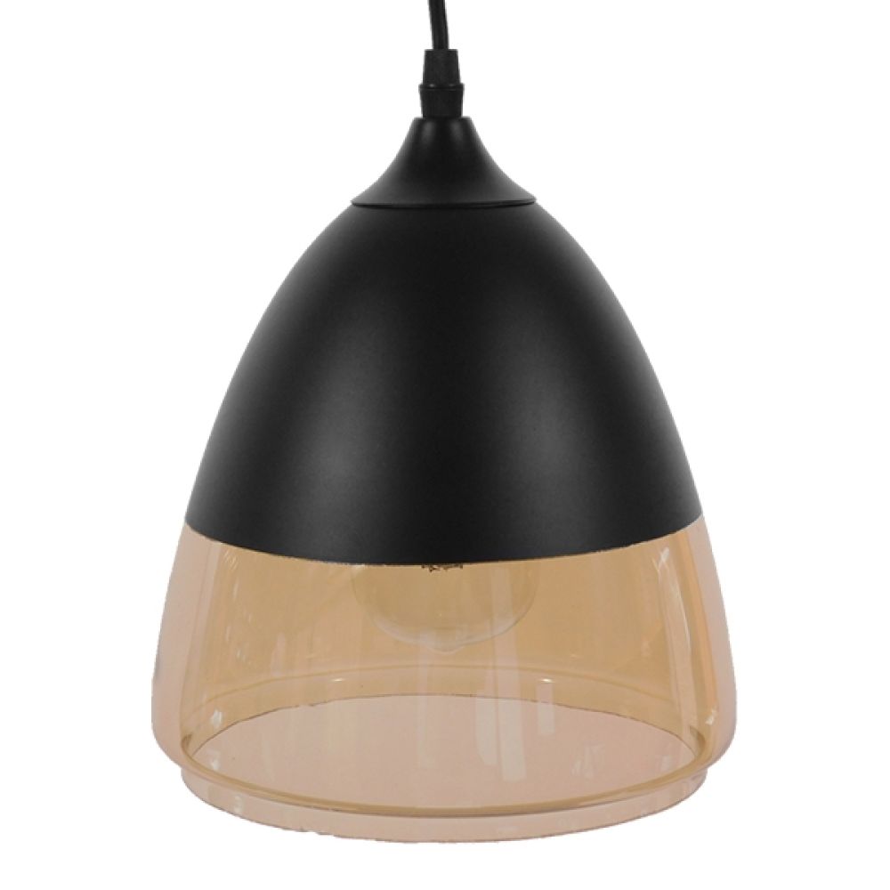 GLOBOSTAR® OLIVER 10001231 Vintage Κρεμαστό Φωτιστικό Οροφής με Ντουί 1 x E27 AC 220-240V IP20 - Μαύρο & Μελί - Μ20 x Π20 x Υ21cm