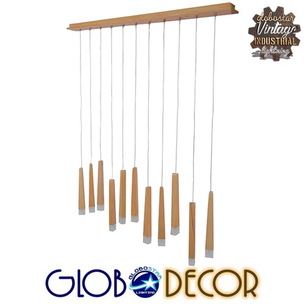 GLOBOSTAR® CALISTA 10001254 Μοντέρνο Κρεμαστό Φωτιστικό Οροφής με Ντουί 11 x G4 AC 220-240V IP20 - Μπεζ - Μ120 x Π8 x Υ33cm