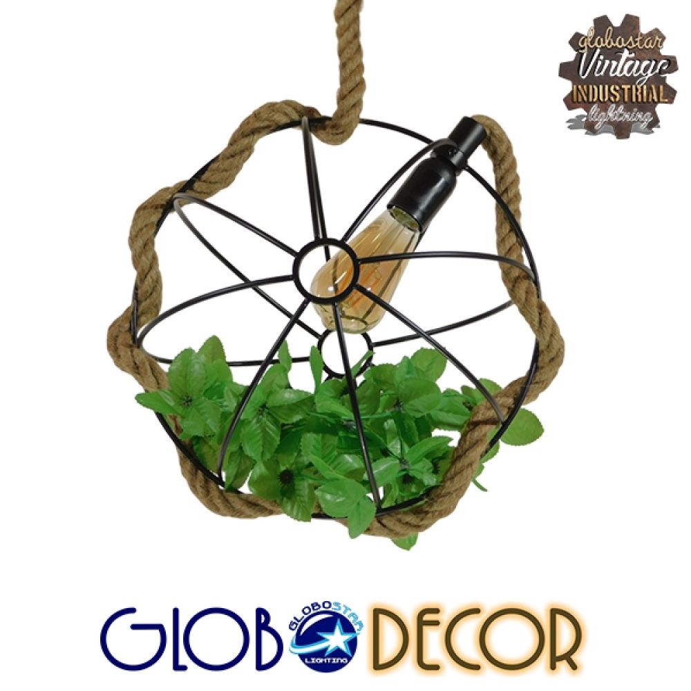 GLOBOSTAR® BRADLEY 10001328 Vintage Κρεμαστό Φωτιστικό Οροφής με Ντουί 1 x E27 AC 220-240V IP20 - Πολύχρωμο - Μ33 x Π33 x Υ33cm