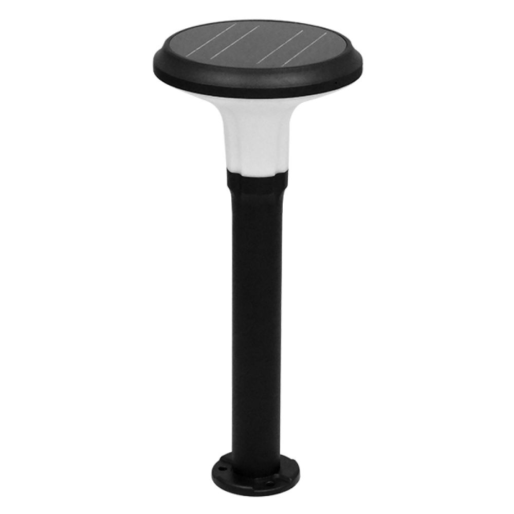 GLOBOSTAR® VEGGIE 12115 Φωτιστικό Κολωνάκι Κήπου LED 10W 500lm 120° με Ενσωματωμένο Φωτοβολταϊκό Panel 6V 2W & Επαναφορτιζόμενη Μπαταρία Li-ion 3.2V 6000mAh με Αισθητήρα Κίνησης-Ημέρας-Νύχτας Αδιάβροχο IP65 Ψυχρό Λευκό 6000K - Μαύρο - Μ26.5 x Π26.5 x 