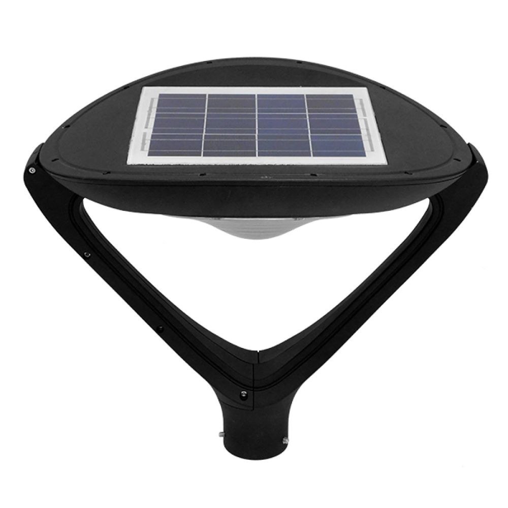 GLOBOSTAR® SQUARE 12117 Φωτιστικό Στύλου/Κολώνας Πλατείας/Πάρκου με Ασύρματο Χειριστήριο LED 25W 2500lm 120° Ενσωματωμένο Φωτοβολταϊκό Panel 5V 12W & Επαναφορτιζόμενη Μπαταρία Li-ion 3.2V 24000mAh με Αισθητήρα Κίνησης-Ημέρας-Νύχτας Αδιάβροχο IP65 Ψυχρ