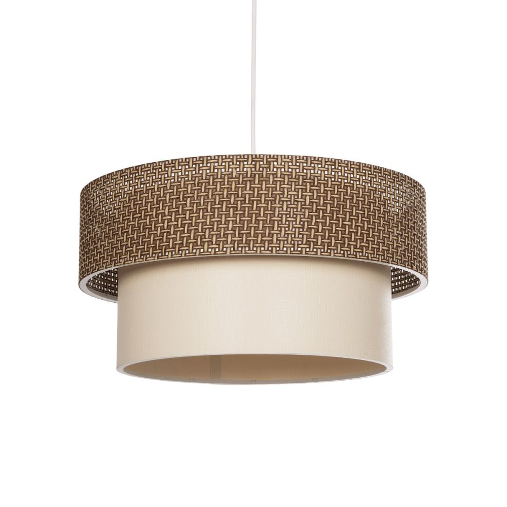 GLOBOSTAR® LIVA 203-0175 Μοντέρνο Κρεμαστό Φωτιστικό Οροφής με Ντουί 1 x E27 AC 220-240V IP20 - Καφέ & Μπεζ - Μ38 x Π38 x Υ30cm