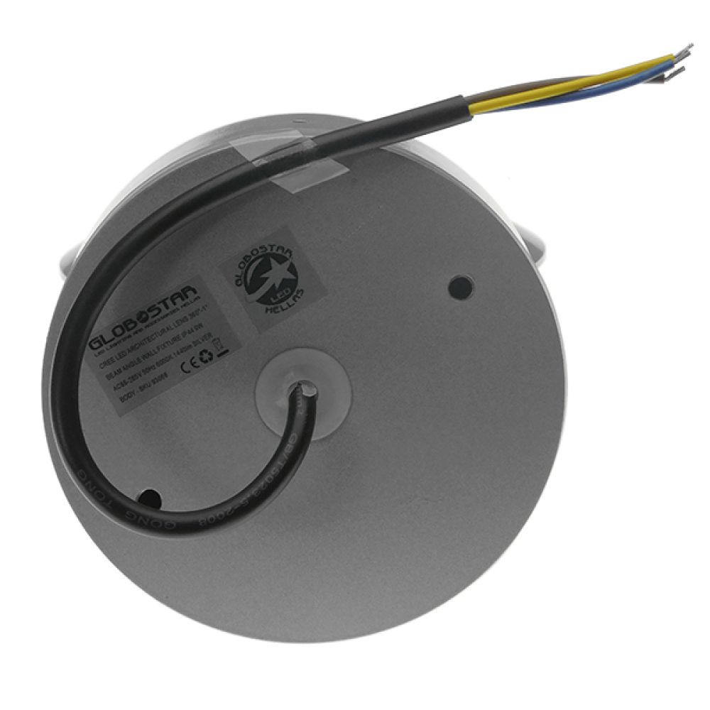 GLOBOSTAR® ZERODA 93066 Μοντέρνο Φωτιστικό Τοίχου - Απλίκα LED 9W 1440lm 1° AC 220-240V IP44 Ψυχρό Λευκό 6000K - CREE XPE Chip & TÜV SÜD Driver - Ασημί - Μ12 x Π11 x Υ17cm - 5 Χρόνια Εγγύηση
