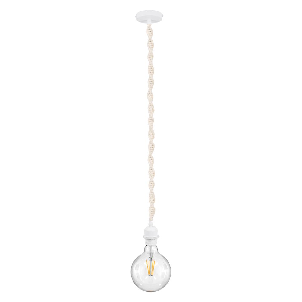 GLOBOSTAR® SHAQRA 36215 Μοντέρνο Κρεμαστό Φωτιστικό Οροφής με Ντουί 1 x E27 AC 220-240V IP20 - Μπεζ & Λευκό - Μ4 x Π4 x Υ110cm