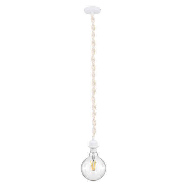 GLOBOSTAR® SHAQRA 36215 Μοντέρνο Κρεμαστό Φωτιστικό Οροφής με Ντουί 1 x E27 AC 220-240V IP20 - Μπεζ & Λευκό - Μ4 x Π4 x Υ110cm
