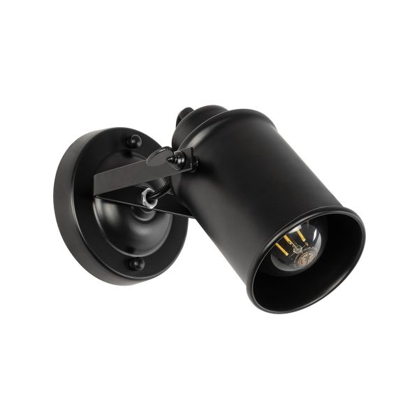 GloboStar® JAKE 00948 Μοντέρνο Επιτοίχιο Φωτιστικό Απλίκα Μονόφωτο 1 x E27 IP20 Μαύρο Μέταλλο - Μ9 x Π22 x Y22cm