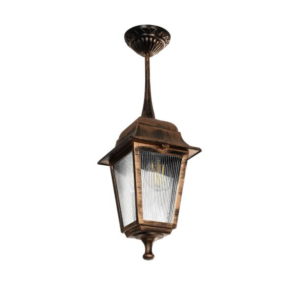 GLOBOSTAR® SOLME 203-0214 Vintage Φωτιστικό Οροφής με Ντουί 1 x E27 AC 220-240V IP44 - Χάλκινο - Μ15 x Π15 x Υ27cm