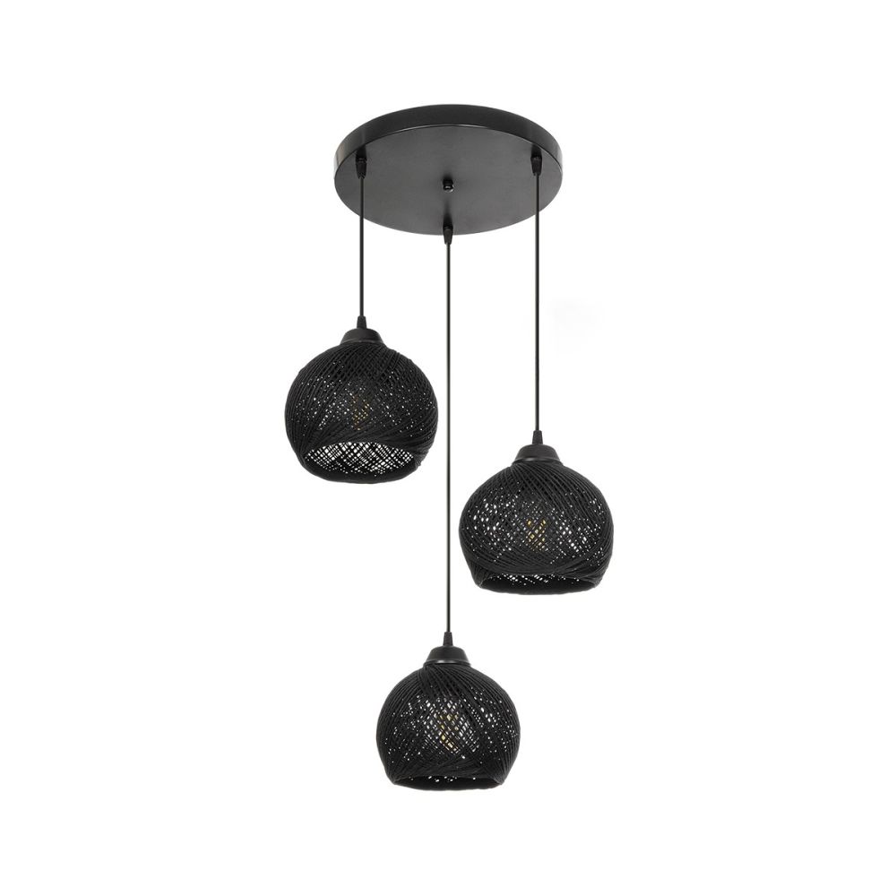 GLOBOSTAR® YASAM 203-0022 Vintage Κρεμαστό Φωτιστικό Οροφής με Ντουί 3 x E27 AC 220-240V IP20 - Μαύρο - Μ42 x Π42 x Υ54cm