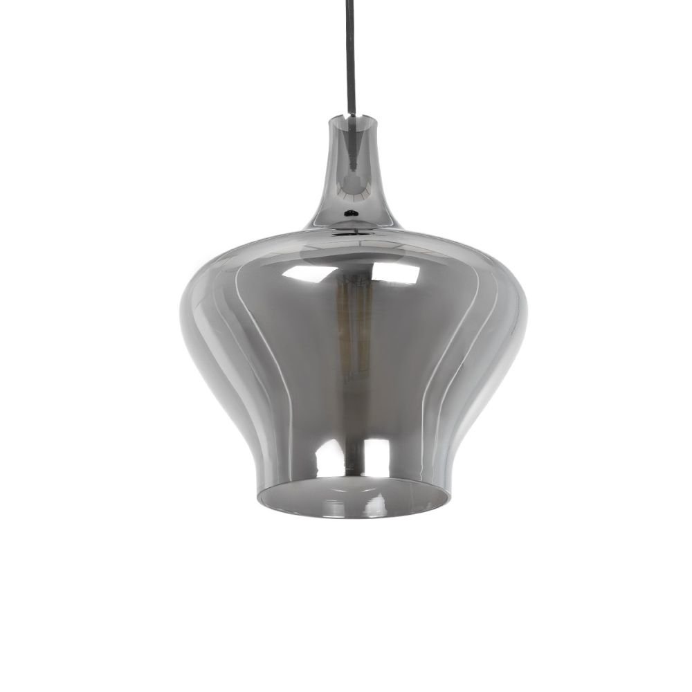 GLOBOSTAR® OVOCE 206-0032 Μοντέρνο Κρεμαστό Φωτιστικό Οροφής με Ντουί 1 x E27 AC 220-240V IP20 - Μαύρο Φιμέ - Μ20 x Π20 x Υ22cm