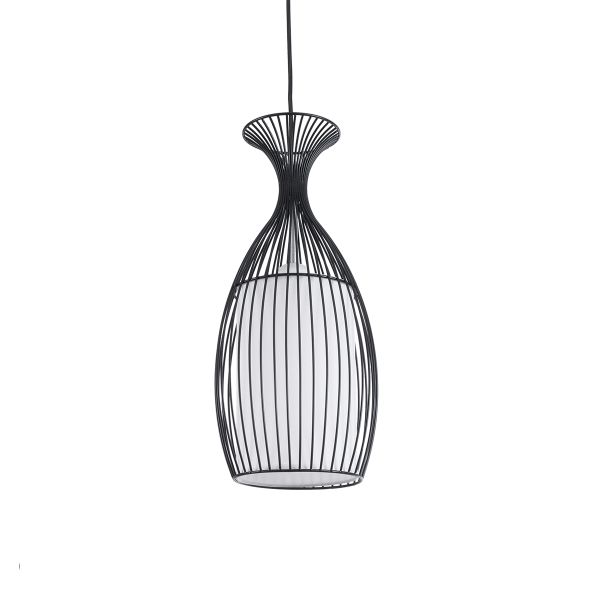 GLOBOSTAR® REA 01196 Μοντέρνο Κρεμαστό Φωτιστικό Οροφής με Ντουί 1 x E27 AC 220-240V IP20 - Μαύρο & Λευκό - Μ18 x Π18 x Υ43cm