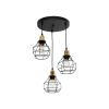 GLOBOSTAR® NOVARAY 201-0083 Vintage Κρεμαστό Φωτιστικό Οροφής με Ντουί 3 x E27 AC 220-240V IP20 - Μαύρο & Χρυσό - Μ40 x Π40 x Υ50cm