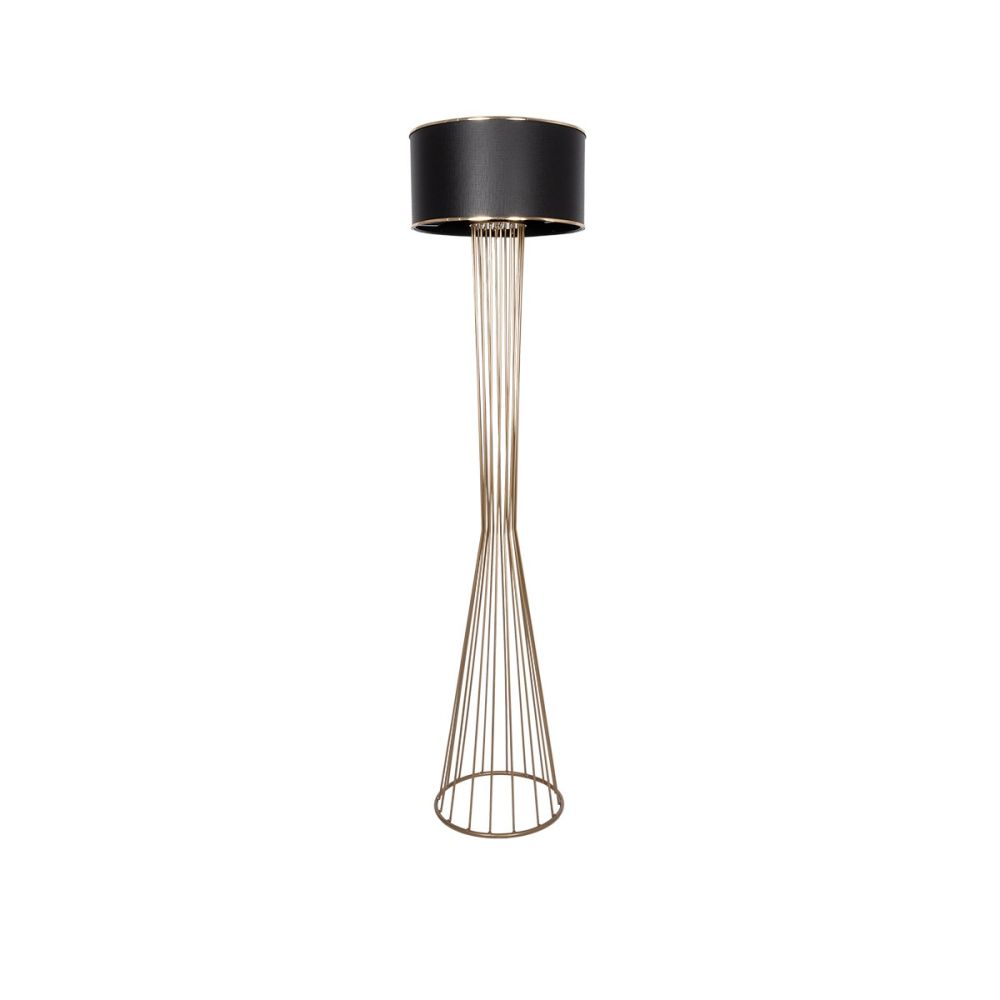 GLOBOSTAR® NOVA 201-0041 Μοντέρνο Επιδαπέδιο Φωτιστικό με Ντουί 1 x E27 AC 220-240V IP20 - Χρυσό & Μαύρο - Μ36 x Π36 x Υ148cm