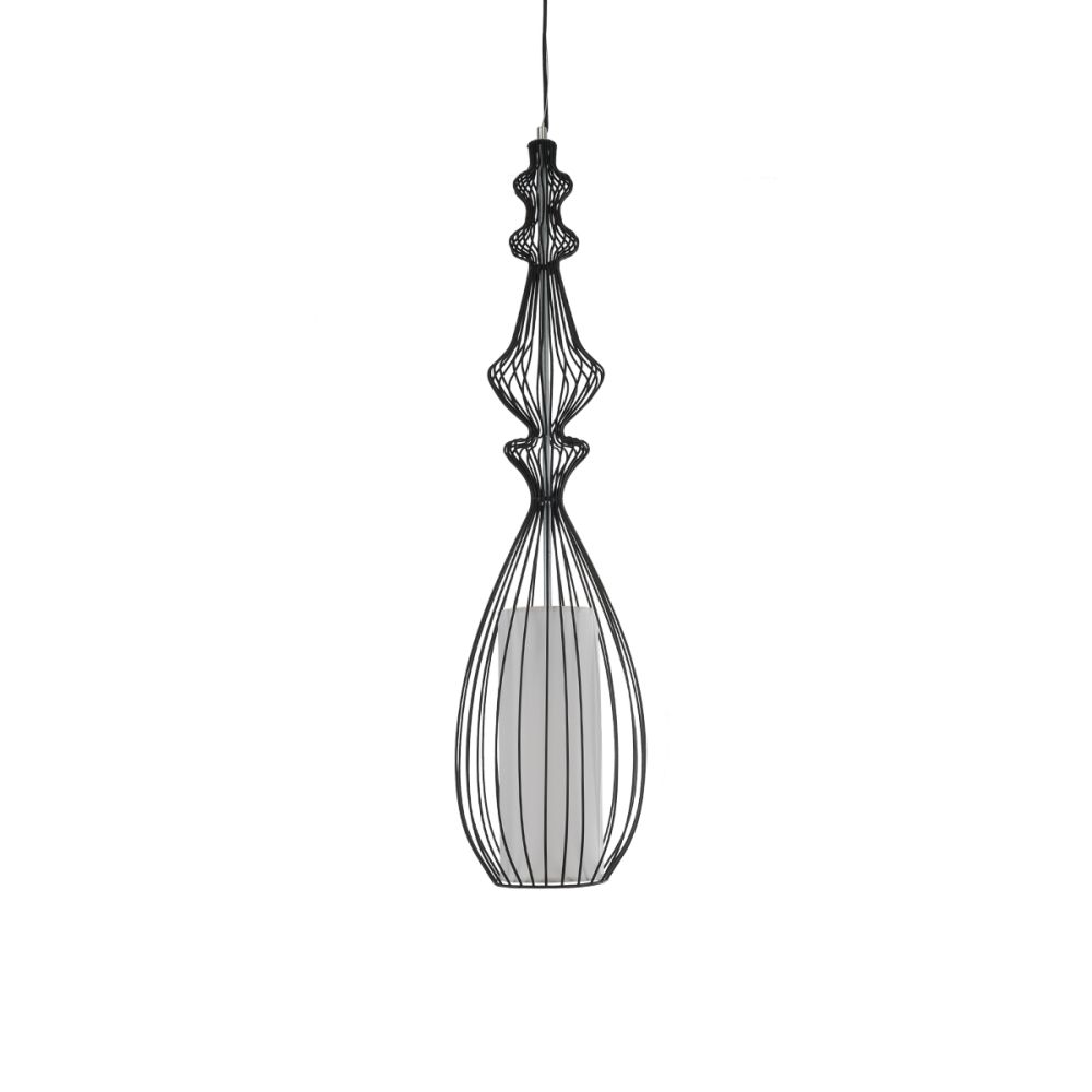 GLOBOSTAR® LILY 01561 Vintage Κρεμαστό Φωτιστικό Οροφής με Ντουί 1 x E27 AC 220-240V IP20 - Μαύρο & Λευκό - Μ20 x Π20 x Υ90cm