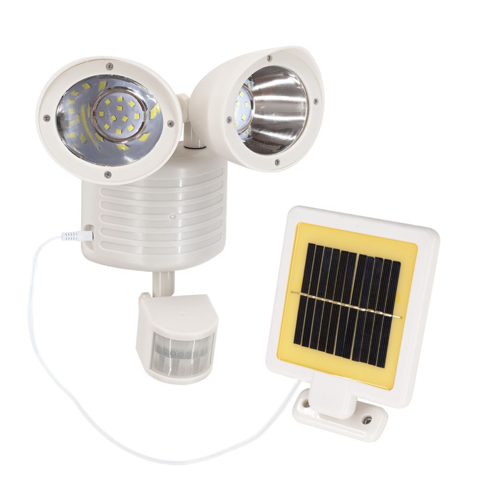 GLOBOSTAR® ARCOR 71508 Προβολέας με Ανιχνευτή PIR / Αισθητήρα Κίνησης LED 10W 500lm 180° DC 5V με Φωτοβολταϊκό Panel 5V 0.3W & Επαναφορτιζόμενη Μπαταρία Li-ion 3.2V 1200mAh Αδιάβροχο IP54 Ψυχρό Λευκό 6000K - Sanan SMD Chip - Λευκό - Μ19 x Π11 x Υ29cm 