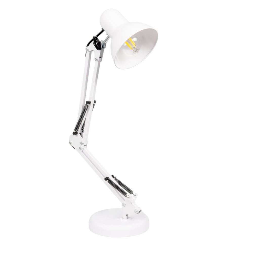 GLOBOSTAR® DESK 01539 Μοντέρνο Επιτραπέζιο Φωτιστικό Πορτατίφ με Ντουί 1 x E27 AC 220-240V IP20 - Λευκό - Μ15 x Π15 x Υ67cm
