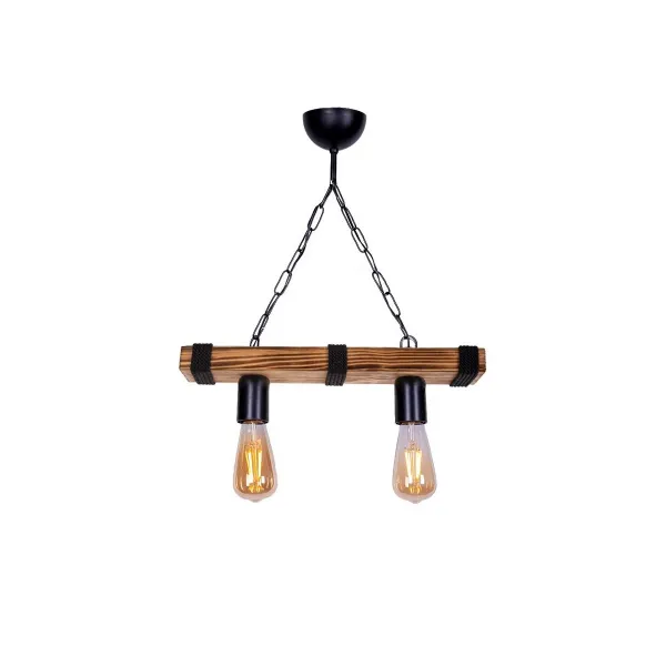 GLOBOSTAR® GLISTER 201-0002 Vintage Κρεμαστό Φωτιστικό Οροφής με Ντουί 2 x E27 AC 220-240V IP20 - Μπεζ & Μαύρο - Μ38 x Π9 x Υ10cm