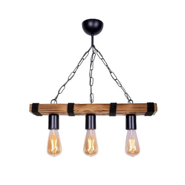 GLOBOSTAR® GLISTER 201-0003 Vintage Κρεμαστό Φωτιστικό Οροφής με Ντουί 3 x E27 AC 220-240V IP20 - Μπεζ & Μαύρο - Μ50 x Π9 x Υ10cm