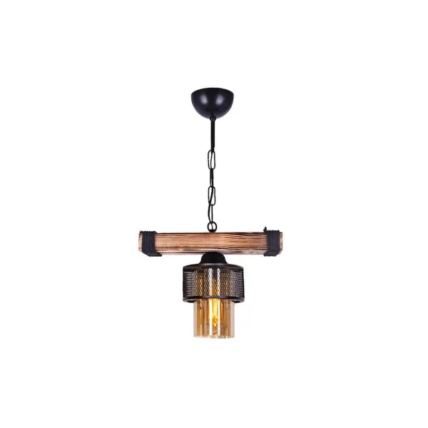 GLOBOSTAR® GLORA 201-0007 Vintage Κρεμαστό Φωτιστικό Οροφής με Ντουί 1 x E27 AC 220-240V IP20 - Μπεζ, Μαύρο & Χάλκινο - Μ50 x Π16 x Υ23cm