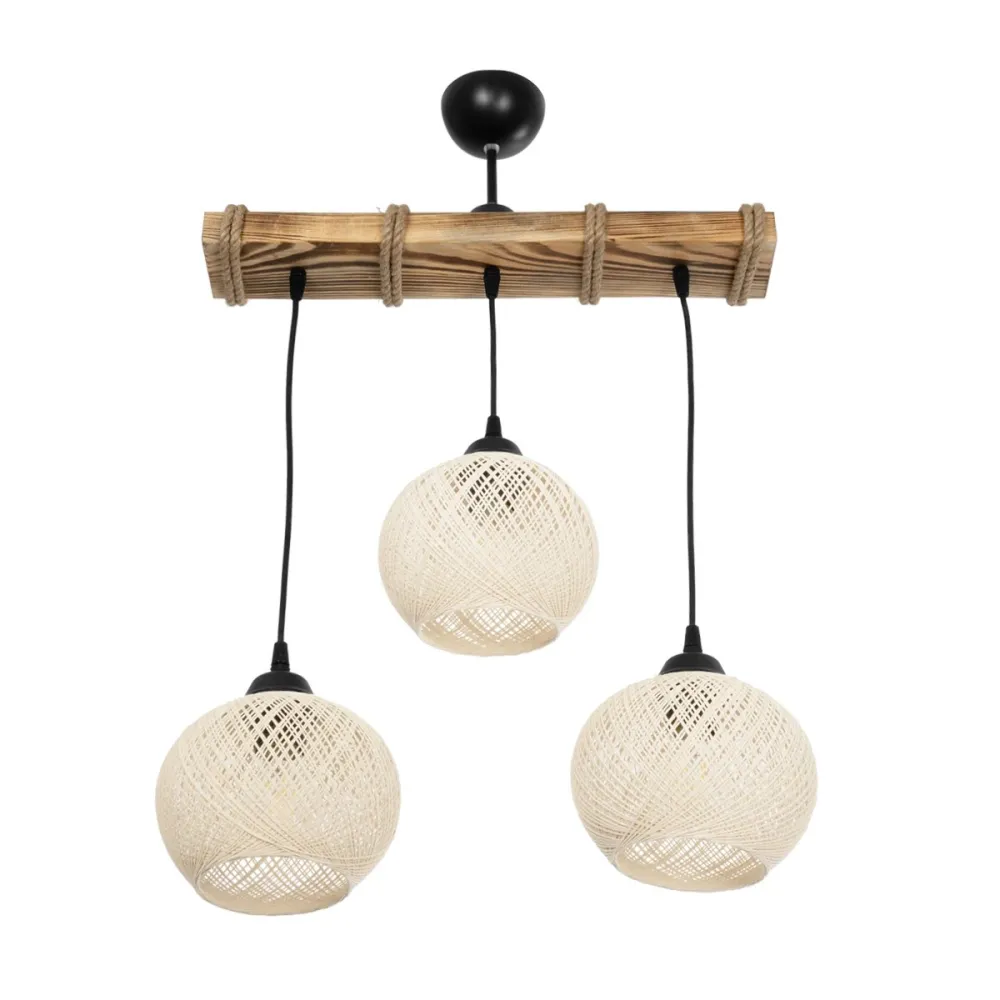 GLOBOSTAR® LUMA 201-0011 Vintage Κρεμαστό Φωτιστικό Οροφής με Ντουί 3 x E27 AC 220-240V IP20 - Μπεζ & Μαύρο - Μ55 x Π18 x Υ65cm