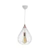 GLOBOSTAR® RADIARO 201-0014 Vintage Κρεμαστό Φωτιστικό Οροφής με Ντουί 1 x E27 AC 220-240V IP20 - Λευκό & Χάλκινο - Μ26 x Π26 x Υ35cm