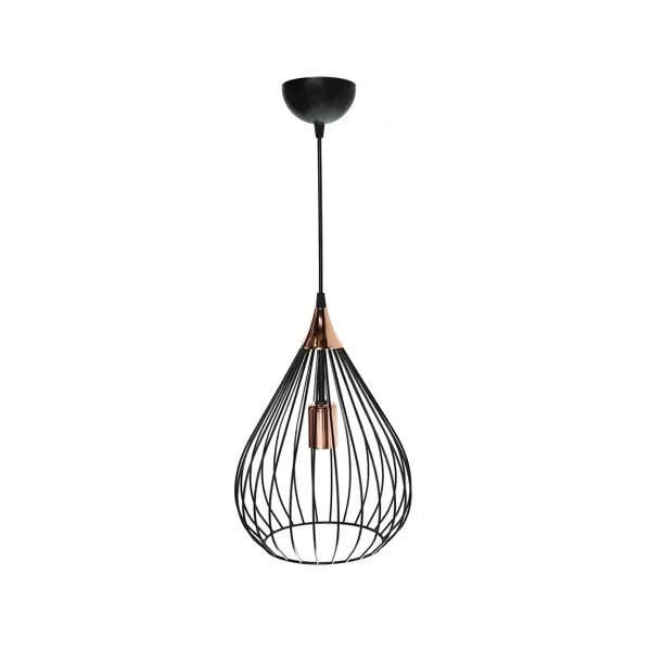 GLOBOSTAR® RADIARO 201-0015 Vintage Κρεμαστό Φωτιστικό Οροφής με Ντουί 1 x E27 AC 220-240V IP20 - Μαύρο & Χάλκινο - Μ26 x Π26 x Υ35cm