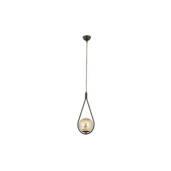 GLOBOSTAR® DROP 201-0016 Vintage Κρεμαστό Φωτιστικό Οροφής με Ντουί 1 x E27 AC 220-240V IP20 - Μαύρο & Μελί - Μ20 x Π15 x Υ47cm