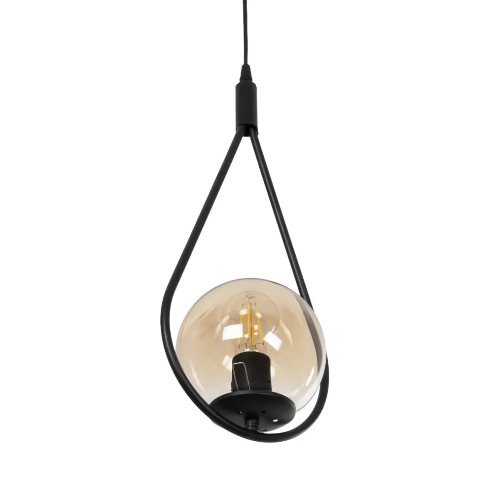 GLOBOSTAR® DROP 201-0016 Vintage Κρεμαστό Φωτιστικό Οροφής με Ντουί 1 x E27 AC 220-240V IP20 - Μαύρο & Μελί - Μ20 x Π15 x Υ47cm