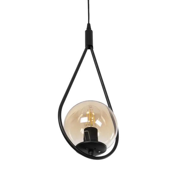 GLOBOSTAR® DROP 201-0016 Vintage Κρεμαστό Φωτιστικό Οροφής με Ντουί 1 x E27 AC 220-240V IP20 - Μαύρο & Μελί - Μ20 x Π15 x Υ47cm