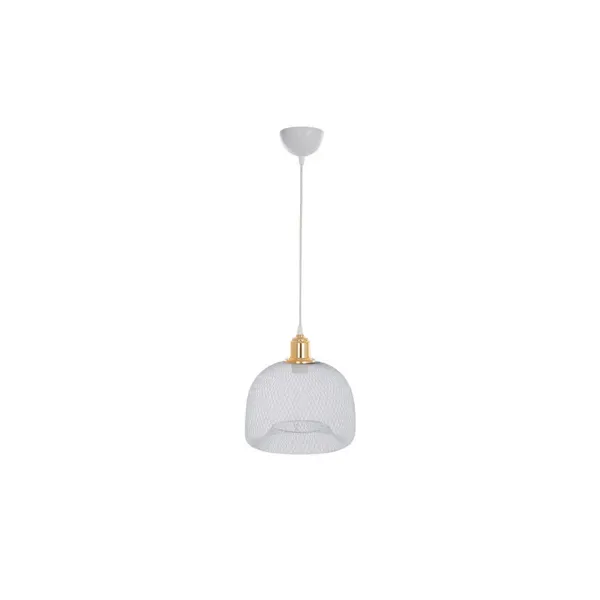 GLOBOSTAR® GLOZIA 201-0017 Μοντέρνο Κρεμαστό Φωτιστικό Οροφής με Ντουί 1 x E27 AC 220-240V IP20 - Λευκό & Χρυσό - Μ25 x Π25 x Υ26cm