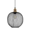 GLOBOSTAR® WIRE 201-0019 Μοντέρνο Κρεμαστό Φωτιστικό Οροφής με Ντουί 1 x E27 AC 220-240V IP20 - Μαύρο & Χρυσό - Μ25 x Π25 x Υ32cm