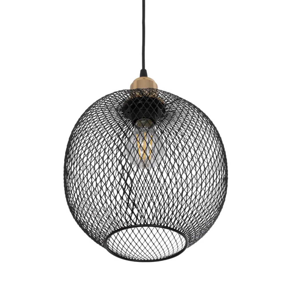 GLOBOSTAR® WIRE 201-0019 Μοντέρνο Κρεμαστό Φωτιστικό Οροφής με Ντουί 1 x E27 AC 220-240V IP20 - Μαύρο & Χρυσό - Μ25 x Π25 x Υ32cm