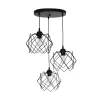 GLOBOSTAR® DAZLA 201-0024 Vintage Κρεμαστό Φωτιστικό Οροφής με Ντουί 3 x E27 AC 220-240V IP20 - Μαύρο - Μ47 x Π47 x Υ60cm