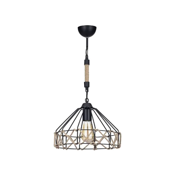 GLOBOSTAR® BEAMAX 201-0026 Μοντέρνο Κρεμαστό Φωτιστικό Οροφής με Ντουί 1 x E27 AC 220-240V IP20 - Μαύρο & Μπεζ - Μ30 x Π30 x Υ70cm