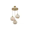 GLOBOSTAR® ILLUMIO 201-0027 Vintage Κρεμαστό Φωτιστικό Οροφής με Ντουί 3 x E27 AC 220-240V IP20 - Χρυσό & Μπεζ - Μ40 x Π40 x Υ53cm