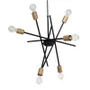 GLOBOSTAR® SUNFY 201-0030 Μοντέρνο Φωτιστικό Οροφής με Ντουί 6 x E27 AC 220-240V IP20 - Μαύρο & Μπρούτζινο - Μ57 x Π57 x Υ85cm