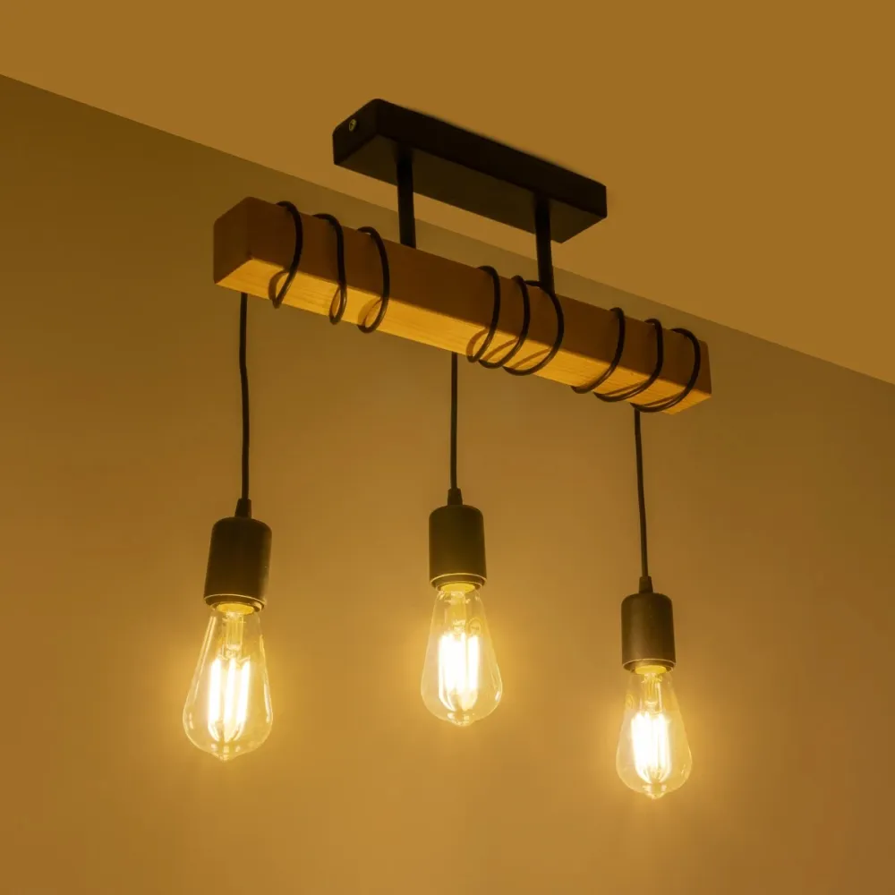 GLOBOSTAR® LUCITA 201-0031 Vintage Φωτιστικό Οροφής με Ντουί 3 x E27 AC 220-240V IP20 - Μαύρο & Μπεζ - Μ50 x Π27 x Υ112cm