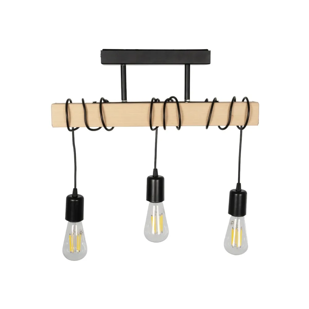 GLOBOSTAR® LUCITA 201-0031 Vintage Φωτιστικό Οροφής με Ντουί 3 x E27 AC 220-240V IP20 - Μαύρο & Μπεζ - Μ50 x Π27 x Υ112cm
