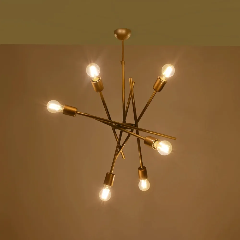 GLOBOSTAR® SUNFY 201-0033 Μοντέρνο Κρεμαστό Φωτιστικό Οροφής με Ντουί 6 x E27 AC 220-240V IP20 - Χρυσό - Μ57 x Π57 x Υ85cm
