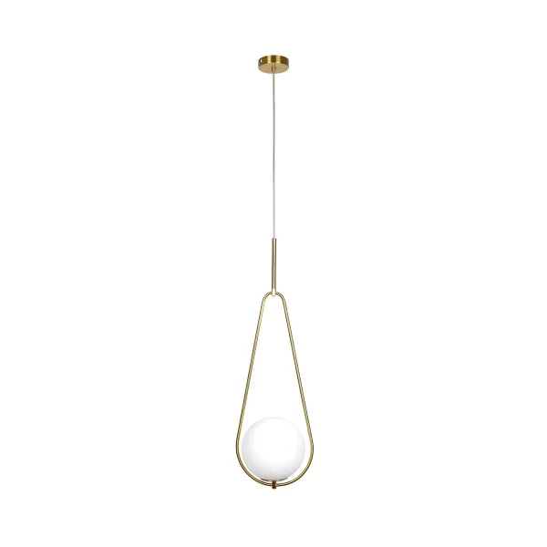 GLOBOSTAR® DROP 201-0034 Vintage Κρεμαστό Φωτιστικό Οροφής με Ντουί 1 x E27 AC 220-240V IP20 - Χρυσό & Λευκό - Μ20 x Π15 x Υ47cm