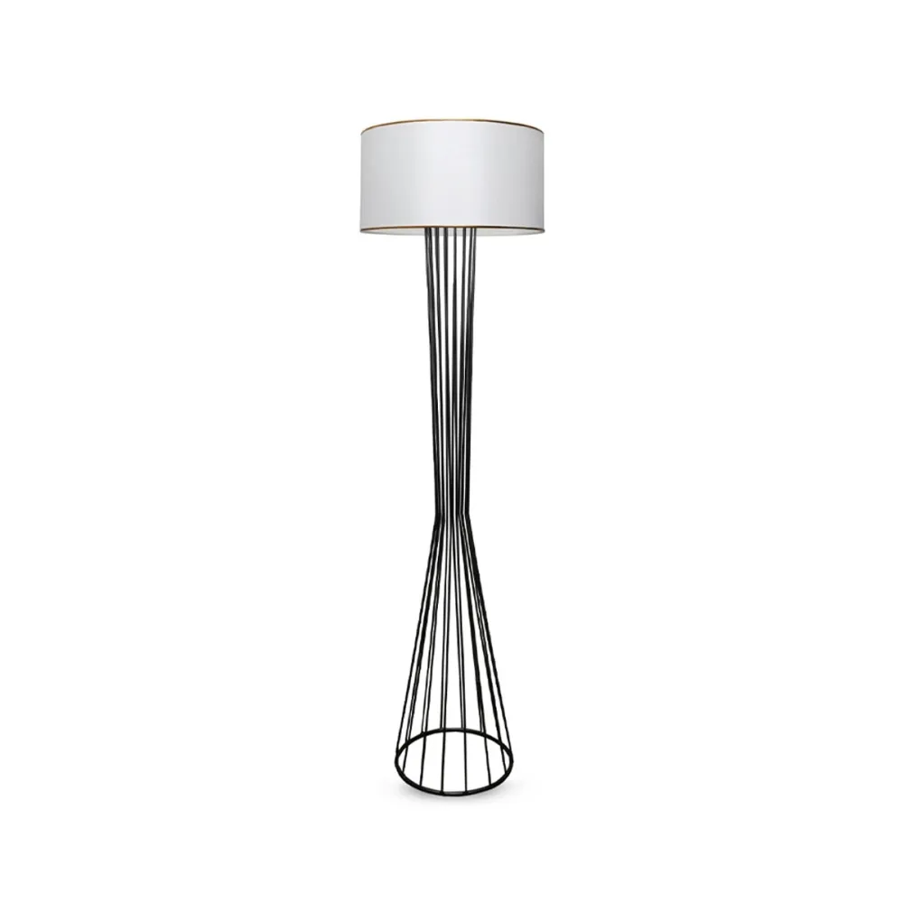 GLOBOSTAR® NOVA 201-0036 Μοντέρνο Επιδαπέδιο Φωτιστικό με Ντουί 1 x E27 AC 220-240V IP20 - Μαύρο & Λευκό - Μ36 x Π36 x Υ148cm