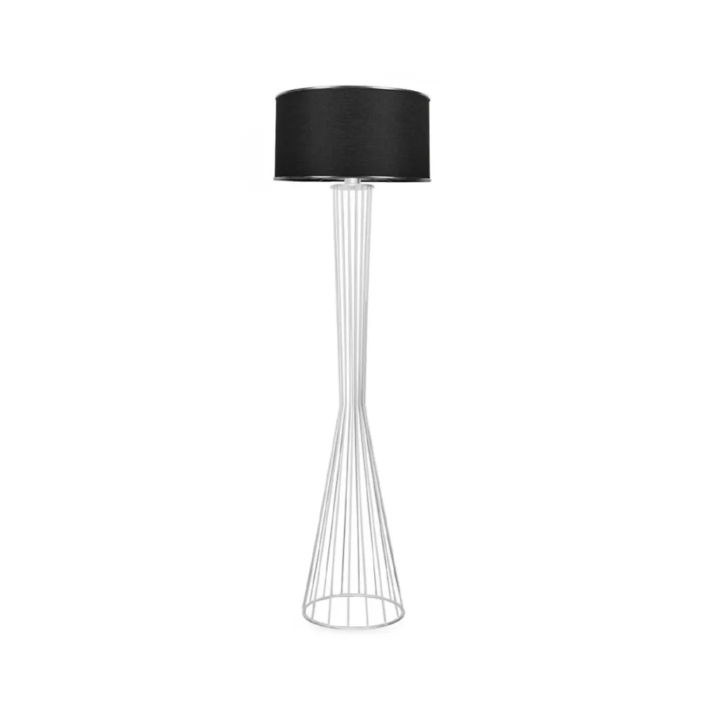 GLOBOSTAR® NOVA 201-0038 Μοντέρνο Επιδαπέδιο Φωτιστικό με Ντουί 1 x E27 AC 220-240V IP20 - Λευκό & Μαύρο - Μ36 x Π36 x Υ148cm