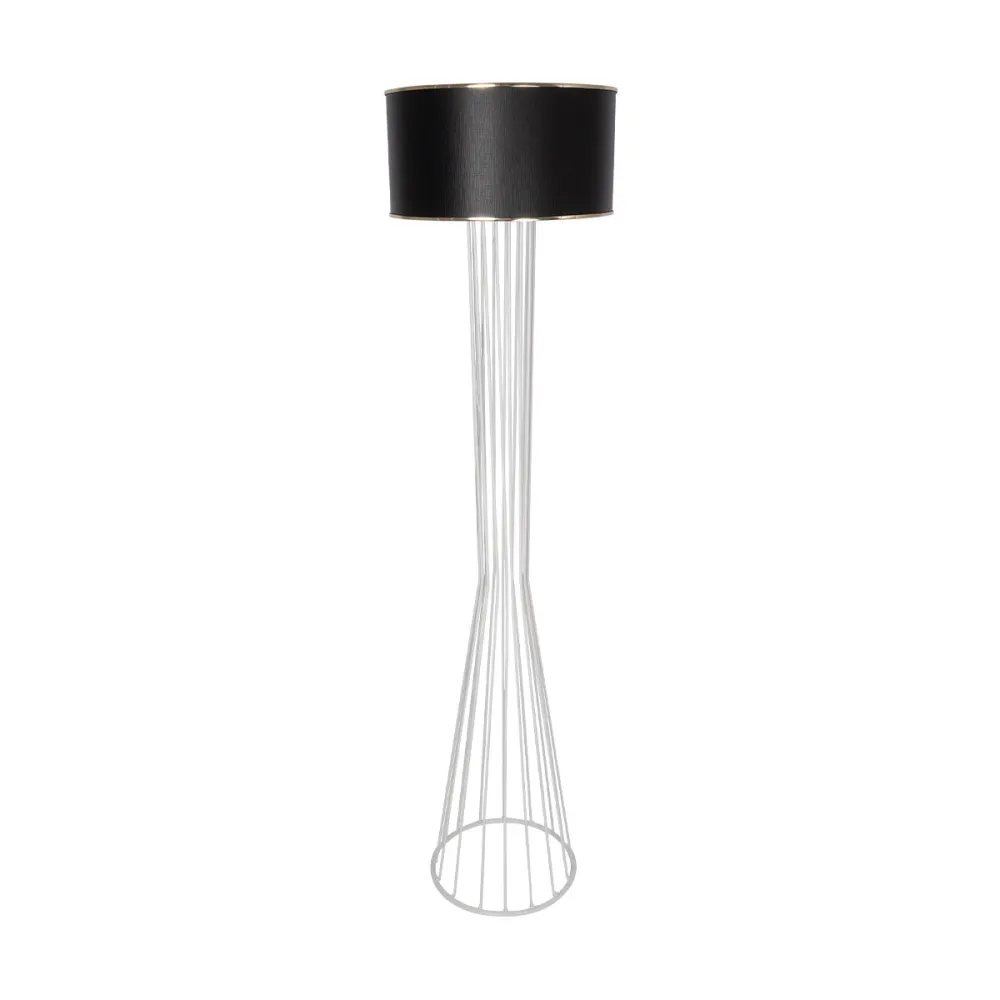 GLOBOSTAR® NOVA 201-0038 Μοντέρνο Επιδαπέδιο Φωτιστικό με Ντουί 1 x E27 AC 220-240V IP20 - Λευκό & Μαύρο - Μ36 x Π36 x Υ148cm
