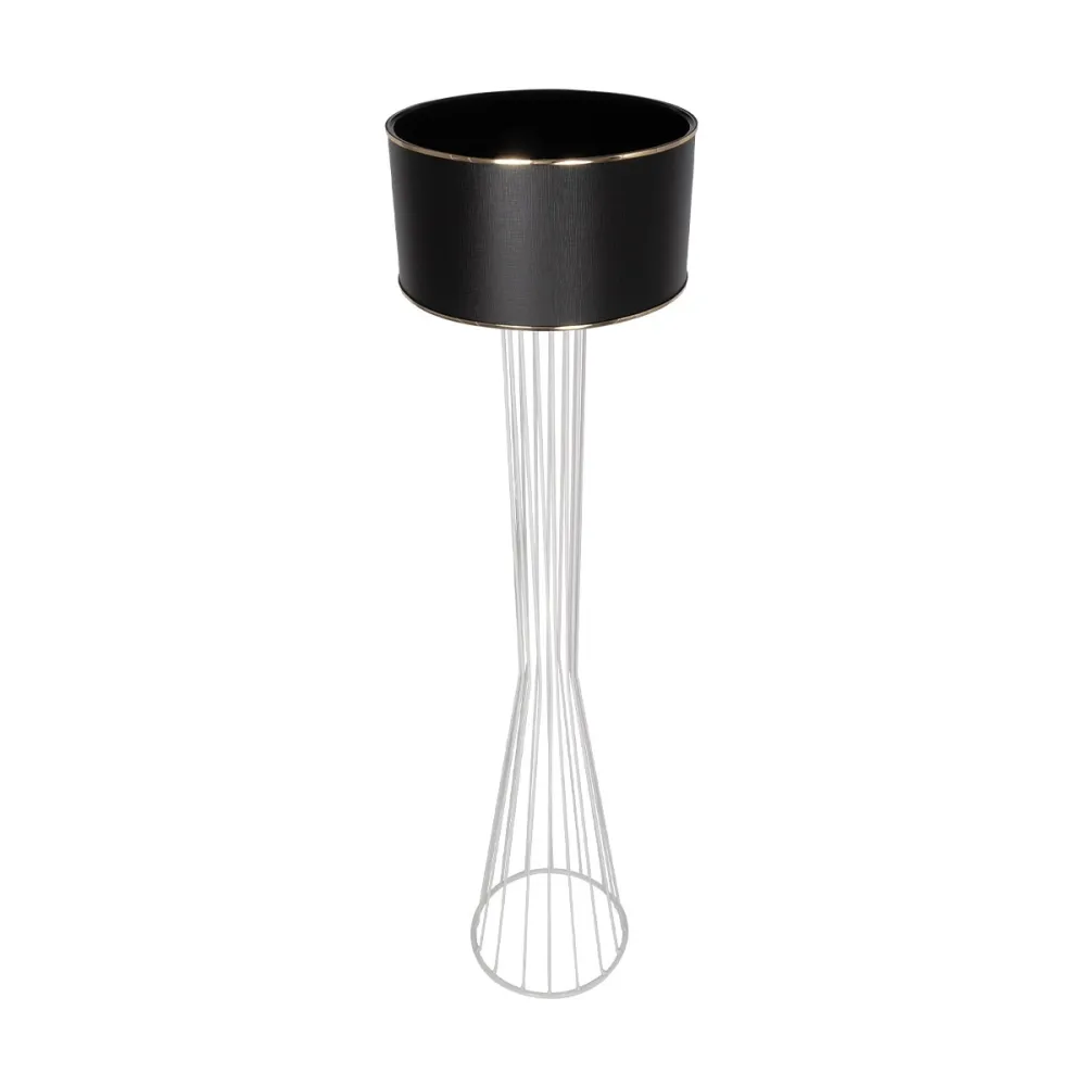 GLOBOSTAR® NOVA 201-0038 Μοντέρνο Επιδαπέδιο Φωτιστικό με Ντουί 1 x E27 AC 220-240V IP20 - Λευκό & Μαύρο - Μ36 x Π36 x Υ148cm