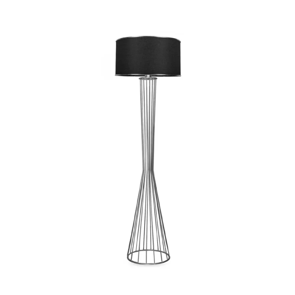 GLOBOSTAR® NOVA 201-0039 Μοντέρνο Επιδαπέδιο Φωτιστικό με Ντουί 1 x E27 AC 220-240V IP20 - Ασημί & Μαύρο - Μ36 x Π36 x Υ148cm