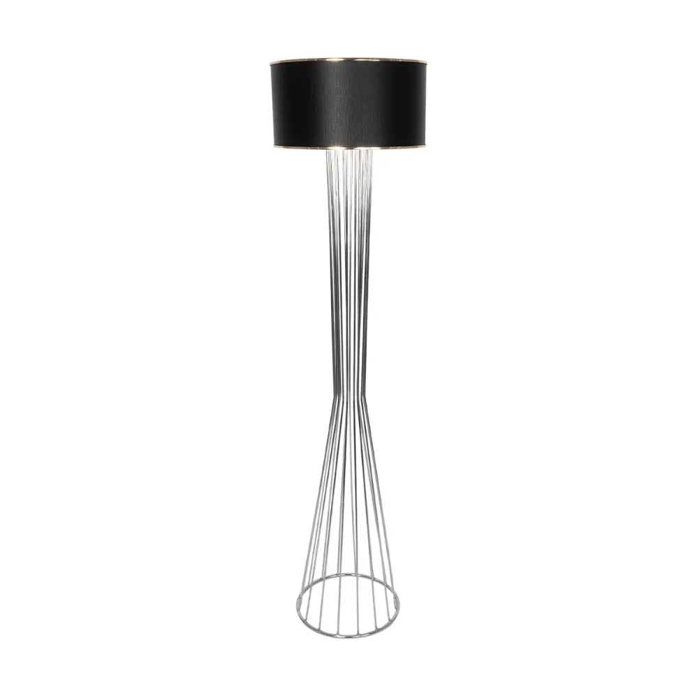 GLOBOSTAR® NOVA 201-0039 Μοντέρνο Επιδαπέδιο Φωτιστικό με Ντουί 1 x E27 AC 220-240V IP20 - Ασημί & Μαύρο - Μ36 x Π36 x Υ148cm