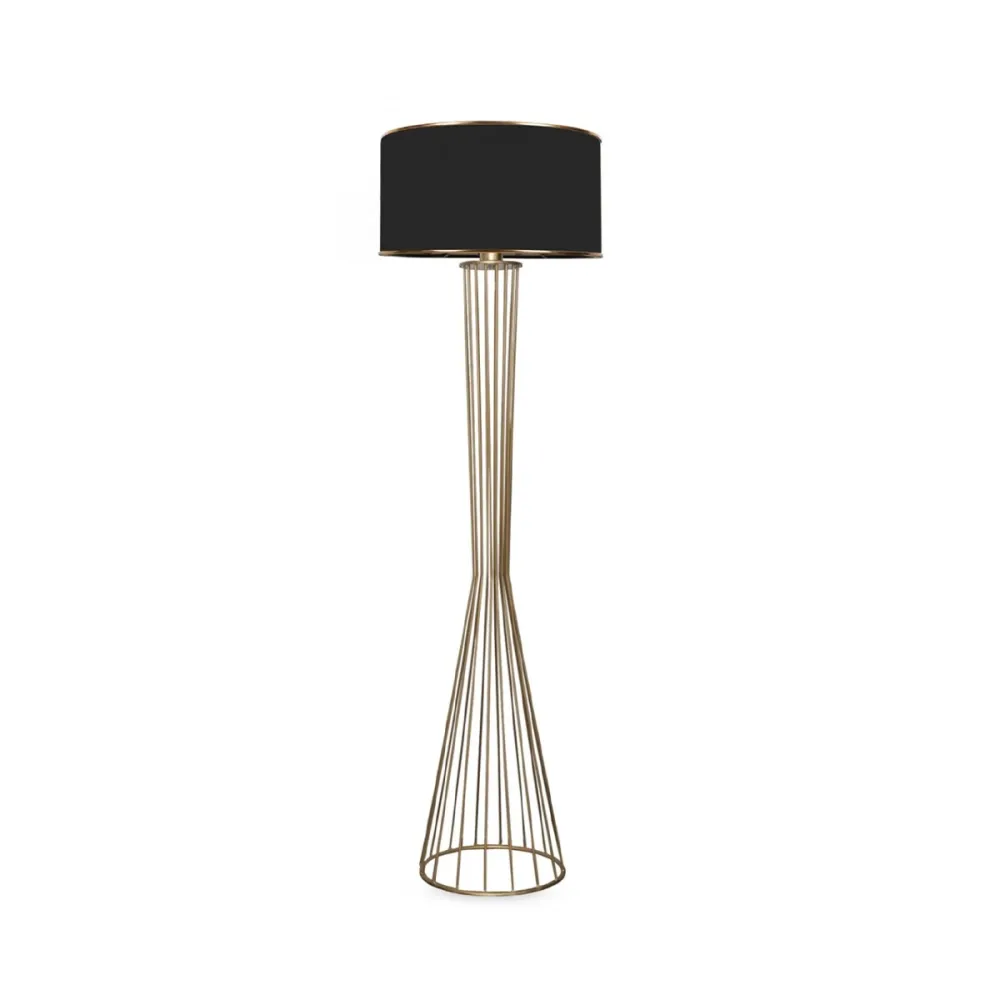 GLOBOSTAR® NOVA 201-0041 Μοντέρνο Επιδαπέδιο Φωτιστικό με Ντουί 1 x E27 AC 220-240V IP20 - Χρυσό & Μαύρο - Μ36 x Π36 x Υ148cm